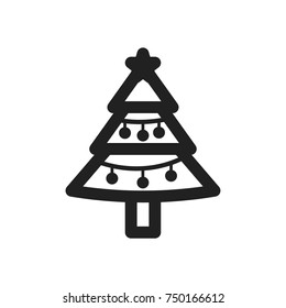 christmas tree icon design with white background. outline design style. vector illustration