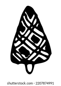 Christmas tree. an icon of a Christmas tree drawn in the style of a doodle with a pattern of intersecting lines, isolated contours and a silhouette of a tree for a design template