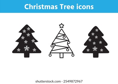 Christmas Tree icon with editable outline