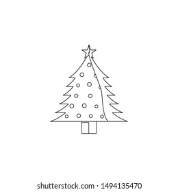 Christmas tree icon. Element of chrismas for mobile concept and web apps icon. Outline, thin line icon for website design and development, app development