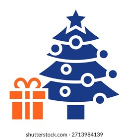 Ilustración vectorial de relleno de icono de árbol de Navidad