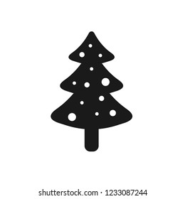 Christmas tree icon. Fir tree icon.  Decorated christmas vector sign. Flat tree symbol.