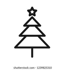 Christmas tree icon. Fir tree icon.  Decorated christmas vector sign. Flat tree symbol. Christmas tree linear icon