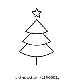 Christmas tree icon. Fir tree icon.  Decorated christmas vector sign. Flat tree symbol. Christmas tree linear icon