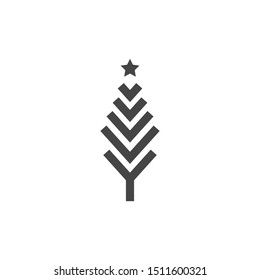 Christmas tree. Tree icon in flat design. Xmas cartoon background. merry spruce fir. Winter illustration isolated on white. Pine