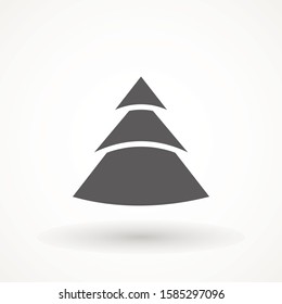 Christmas tree. Tree icon in flat design. Xmas cartoon background. merry spruce fir. Winter illustration isolated on white. Pine
