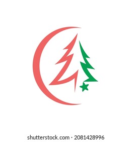 Weihnachtsbaumsymbol - flache Designvorlage Vektorgrafik
