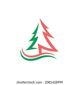 Christmas Tree icon flat design template vector