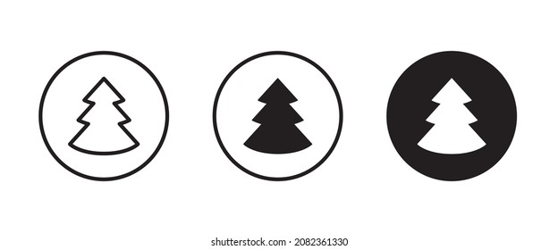 Christmas tree. Tree icon in flat design. Xmas cartoon background. merry spruce fir. Winter illustration isolated on white. Pine