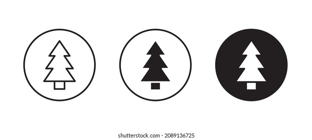 Christmas tree. Tree icon in flat design. Xmas cartoon background. merry spruce fir. Winter. Pine editable stroke, flat design style isolated on white