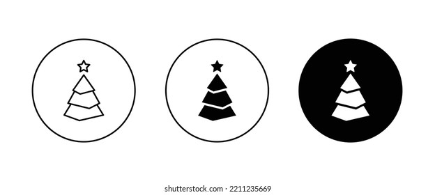 Christmas tree. Tree icon in flat design. Xmas cartoon background. merry spruce fir. Winter. Pine editable stroke, flat design style isolated on white