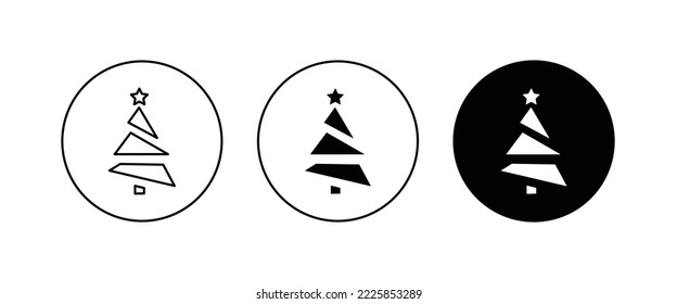 Christmas tree. Tree icon in flat design. Xmas cartoon background. merry spruce fir. Winter. Pine editable stroke, flat design style isolated on white background