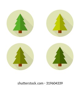 Christmas tree icon. Flat design style modern vector illustration. Isolated on stylish color background.