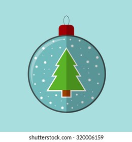 Christmas tree icon. Flat design style modern vector illustration. Isolated on stylish color background.