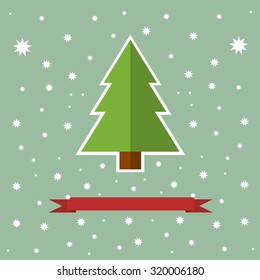 Christmas tree icon. Flat design style modern vector illustration. Isolated on stylish color background.