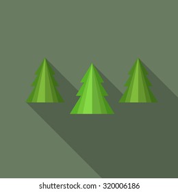 Christmas tree icon. Flat design style modern vector illustration. Isolated on stylish color background.