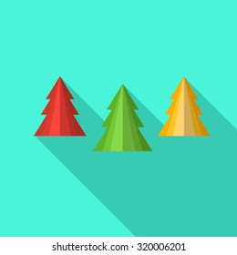 Christmas tree icon. Flat design style modern vector illustration. Isolated on stylish color background.