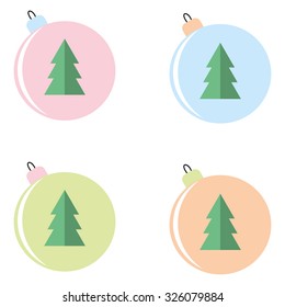 Christmas tree icon. Flat design style modern vector illustration. Isolated on stylish color background.