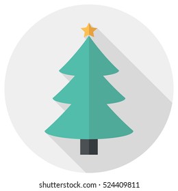 christmas tree icon . Flat design style modern vector illustration. Isolated on stylish color background. Flat long shadow icon. Elements in flat design.