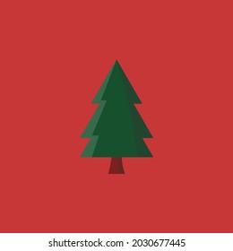 Christmas Tree Icon Flat Illustration