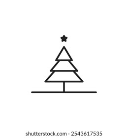 Christmas tree icon Flat line illustration
