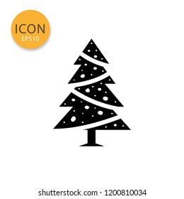 Christmas tree icon flat style in black color vector illustration on white background.