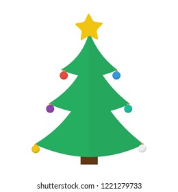 christmas tree icon in flat style isolated vector illustration on white transparent background