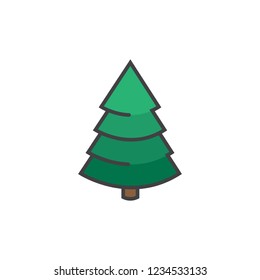 Christmas tree icon in flat style isolated on white background. For your design, logo. Vector illustration.
