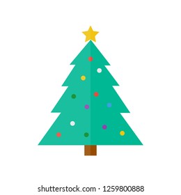 christmas tree icon in flat style isolated vector illustration on white transparent background.