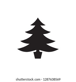 Christmas Tree Icon In Flat Style Vector Icon. Silhouettes of Black Spruce Vector Illustration.