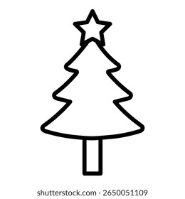 christmas tree icon flat thin outline art logo