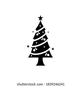 Christmas tree icon flat vector illustration
