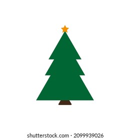 Christmas tree icon, flat vector illustration isolated on white background. Christmas and New Year holidays symbol, decoration.