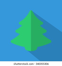 Christmas tree icon. Flat vector related icon with long shadow for web and mobile applications. It can be used as - logo, pictogram, icon, infographic element. Vector Illustration.