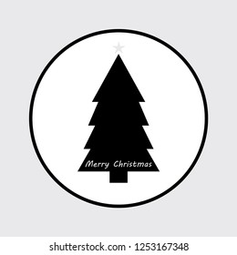 Christmas tree icon with greeting. Vector
