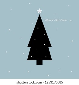 Christmas tree icon with greeting. Vector