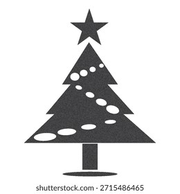 Icono de árbol de Navidad en textura grunge. Ilustración vectorial estilo Antiguas.