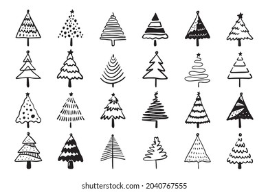 Christmas tree Icon Hand draw doodle Sketch Vector illustration