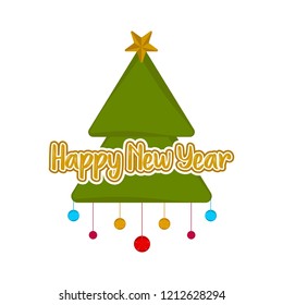 Christmas tree icon. Happy new year. Vector illustration design