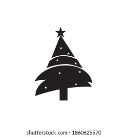 Christmas tree icon. Happy Christmas, new year symbol. vector icon, sign, emblem, pictogram. Flat style for graphic and web design