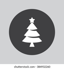Christmas tree icon. Holidays button.