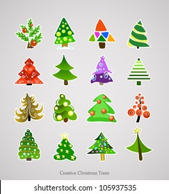 Icono de árbol de Navidad. Conjunto de navidades de vectores de ilustración