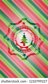 christmas tree icon inside christmas badge background.