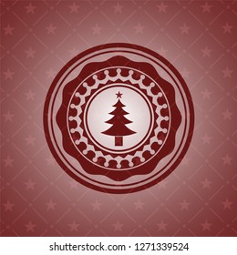 christmas tree icon inside badge with red background