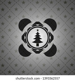 christmas tree icon inside black emblem