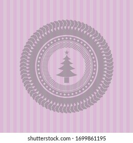 christmas tree icon inside pink icon or emblem