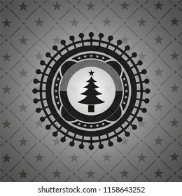 christmas tree icon inside realistic black emblem