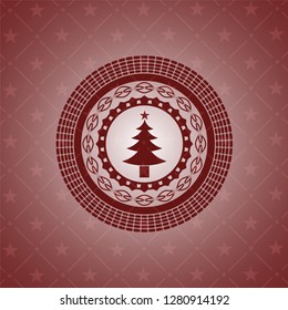 christmas tree icon inside red icon or emblem