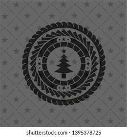 christmas tree icon inside retro style black emblem
