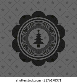 christmas tree icon inside retro style black emblem. 